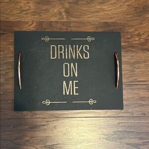 Pier 1 Black Tray with Copper Handles